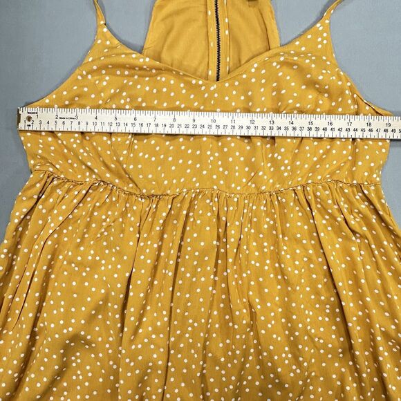 Torrid Shirt Top Women's 1 1X Mustard Yellow Boho Cottagecore Polka Dot Zip Cami - Picture 3 of 14